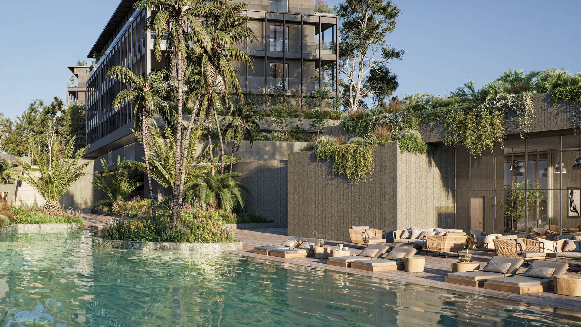 Amani amenities pool view